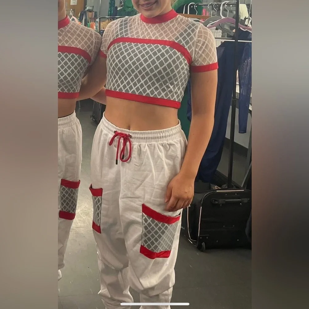 Women's Red and White Pants OWN IT RC20259 hip hop costume